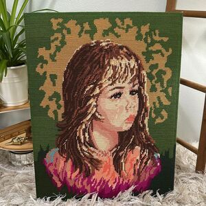 Needlepoint Crying Girl Moody Decor
Pattern By LEV Dokor Printed In Israel Vtg